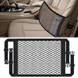 Front Seat Organizer, Car Seat Organizer, Double Layer Front Seats Versatile Elastic Organizers Net, Storage Mesh Nets for Seats, Universal Car Accessories for Most Vehicles