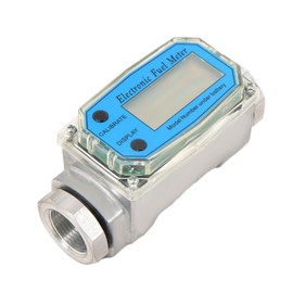 waltyotur 1 Inch Digital Fuel Flow Meter, 2.6-26 GPM Inline NPT Turbine Flowmeter with 3/4 in Adapters