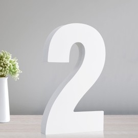 TONIFUL 7.8 Inch White Number 2 Table Centerpiece 0-9 DIY Birthday Party Decorations,White Number Two for Birthday,Chrismas,Graduation,Bridal Shower,Wedding,Anniversary Party Supplies