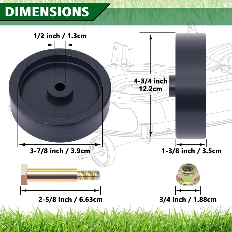 CheeMuii 4 Pack Mower Deck Gauge Wheels Kit 2 Pcs