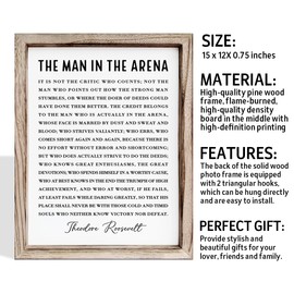 The Man In The Arena Inspirational Wall Decorative, Theodore Roosevelt Inspirational Quote Sign, Office Home Decor, Housewarming Gift, Life Quote Signs, Christian Wall Decor