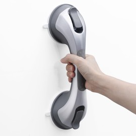 TAILI Shower Grab Bar for Shower, Suction Cup Grab Handles for Seniors, Bathroom Safety Handle, No Drilling Removable, Silver, 12 Inch