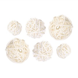 BESTOYARD Wicker Rattan Ball Wedding Christmas Party Hanging Decoration Nursery Mobiles 3 cm 4 cm 5 cm White Pack of 15