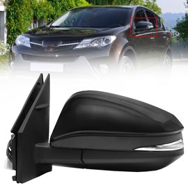 LEAVAN Left Driver Side Mirror Fits 2013-2015 Toyota RAV4, with Power Heated Turn Signal and Manual Folding Without Blind Spot Match Black Replace 87940-42B50 (7Pins) (Left/Driver Side)