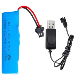 ERYNK 3.7V 18650 RC Car Battery 1200mAh Rechargeable Li-ion Battery SM-2P Joint for Double Sided RC Stunt Car RC Car RC Boat Tumbling Amphibious RC Car RC Truck and C63 E35 DE38 DE40 DE50 DE55 and USB