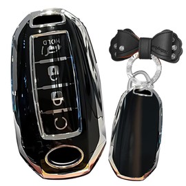 TECART TPU Key Case Fit for Infiniti Q50 Q60 QX50 QX55 Key Fob Keychain Key Shell Holder Accessories 4 Button Black A