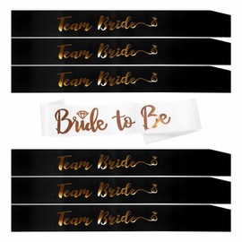Hen Party Sashes Accessories Set Bride to Be Sash White & 6 x Team Bride Sash Black, Hen Do Sashes Accessories Wedding Bride and Team Bride Sashes for Bridal Shower Hen Party Decorations