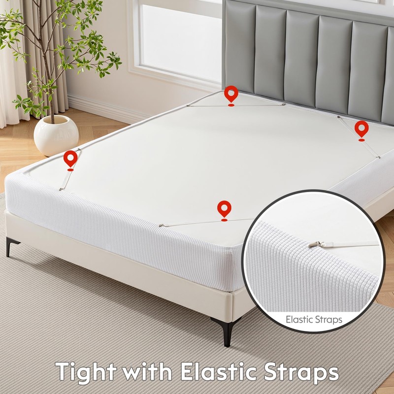 MIYE Jacquard Fabric Box Spring Cover,Super Stretchy Wrap Around 4