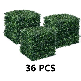 Segawe 36PCS Artificial Boxwood Wall Panels 20" x 20" Privacy Fence Screen Faux Hedge
