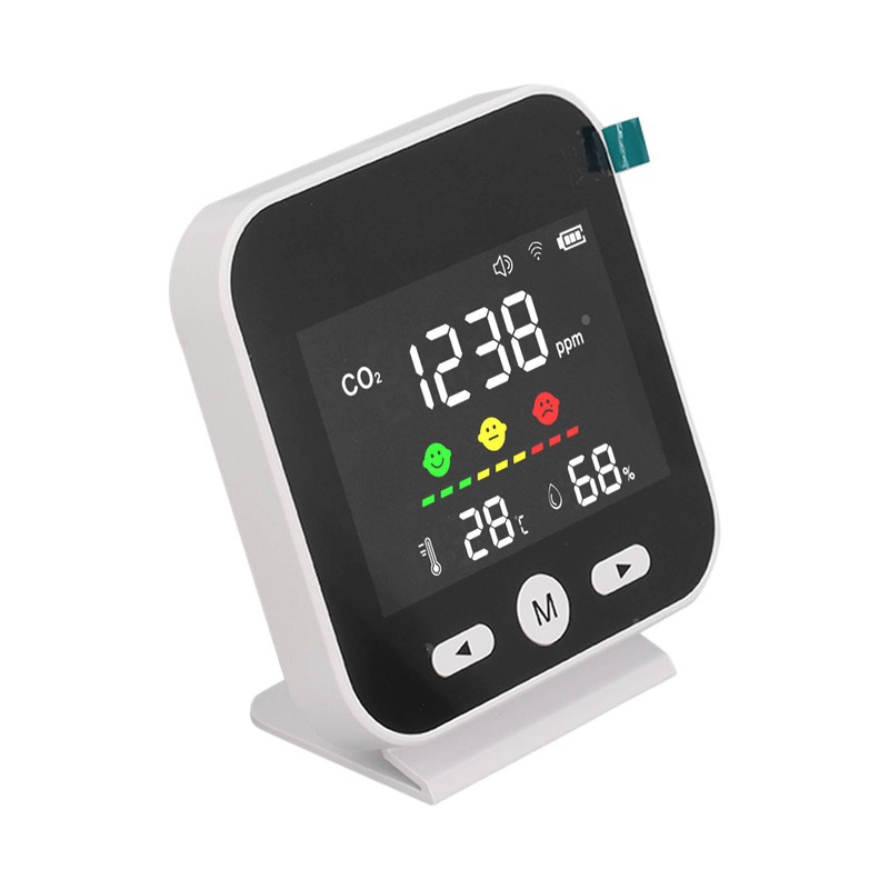 White Smart Air Quality Monitor LCD Screen WIFI CO2 Temperature