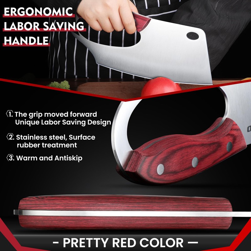 ROCOCO Meat Cleaver Knife Unique Effort Saving Professional Stainless Steel