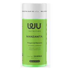 Suplemento Manzanita Wu Nutrition Vinagre Sidra Manzana 120 Capsulas Sin sabor Alimenticio 4 Meses de Consumo Mejora Digestión Bienestar