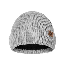 DANISH ENDURANCE Merino Wool Beanie, Fleece Lined Winter Hat for Men & Women, Grey, One Size
