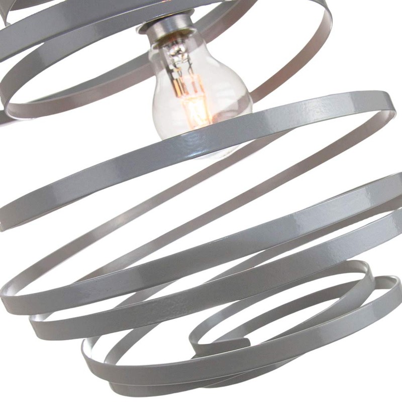 Modern Designer Grey Gloss Metal Double Ribbon Spiral Swirl Ceiling