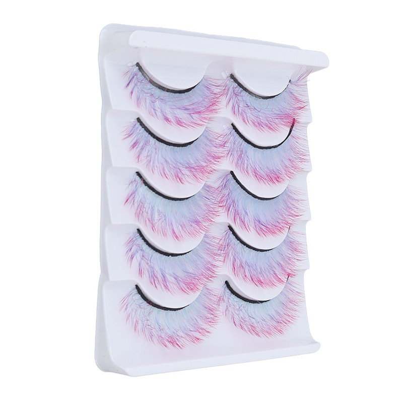 5pcs Colorful Eyelashes Dramatic Gradient Color False Eyelashes Fluffy 3D