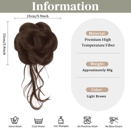 XFSRG Hair Accessories Claw Clip Curly Wavy Hair Extensions Messy Bun Synthetic Hairpieces for Women and Girls (Light Brown)