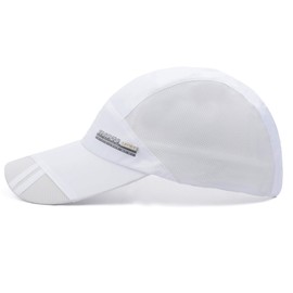 Baseball Cap Quick Dry Mesh Cooling Sun Hats Sports Caps for Golf Cycling Running Fishing, White
