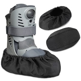 2 Fundas de Botas de Caminar Cubierta de Zapatos de Recuperación Cubiertas de Soporte de Pie Antideslizantes Reutilizables Cubierta de Lluvia de Escayola Impermeable (Negro, X- L)