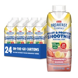 Carnation Breakfast Essentials Fruit and Protein Smoothie Nutritional Drink, Strawberry Banana, 24 – 8 fl oz Cartons