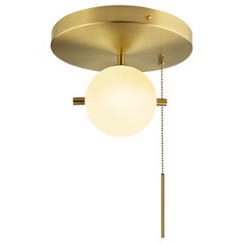 Soutas Gold Pull Chain Ceiling Light Glass Globe Flush Mount Light Ceiling