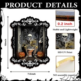 Pinetree Art Halloween Bathroom Wall Decor, Skeleton Gothic Wall Art for Toilet Decorative