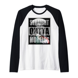 STRAIGHT OUTTA MORELOS MEXICAN FLAG REVOLUTION Raglan Baseball Tee