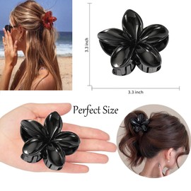 Flower Hair Claws for Women, Large Hawaiian Flower Hair Claw Clamp for Thin Thick Curly Hair (Black, White, Red)