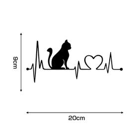 [JASDESIGN] Cat Sticker Cat Sticker Cat Car Sticker Decal Sideways Heart JM-132 (Black, 1)