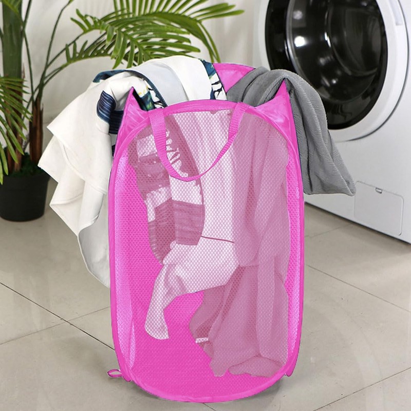 Larpur Popup Laundry Basket, Collapsible Portable Mesh Clothes Washing Laundry
