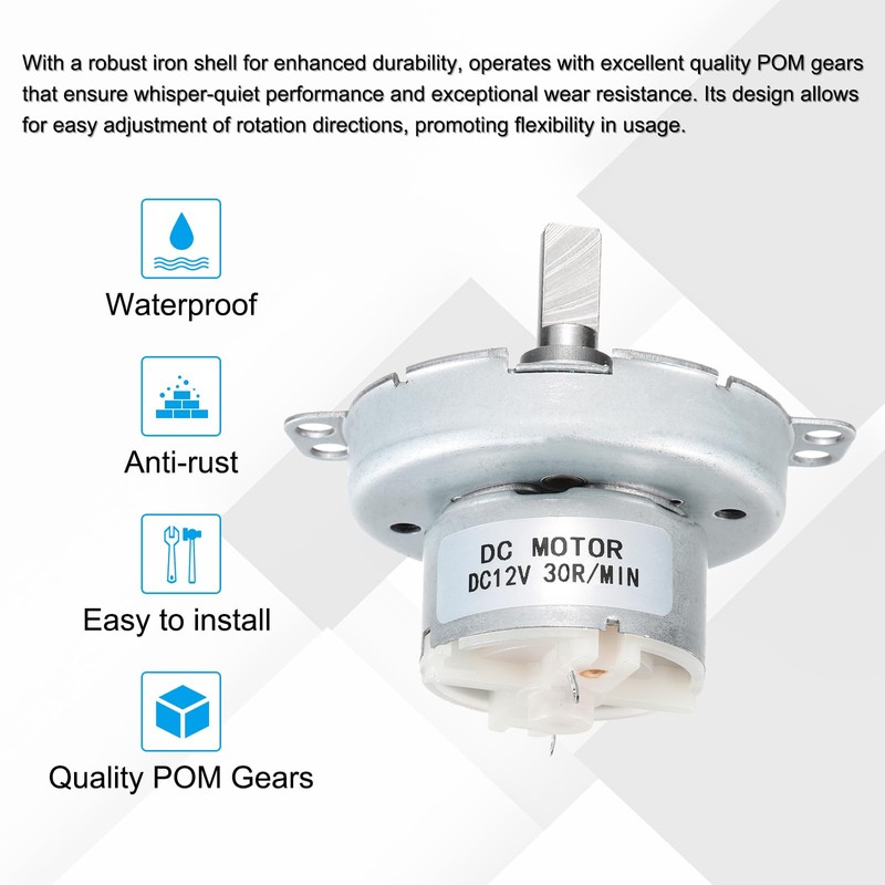 MECCANIXITY Slow Speed Motor JS-50T D-Shaft Gear Electric Motor, 12V