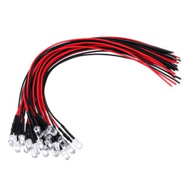 PATIKIL 20pcs Warm White 5mm LED Pre-wired High Intensity Bullet Shape for 4.5-6V (12 Colors Red, Orange, White, Yellow, Blue, Purple, Pink, Warm White, Yellow, White, Yellow, Blue, Purple, Pink, Warm