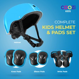 Niftii Glossy Helmet and Pad Set for Kids | Adjustable Protective Gear with Knee, Elbow & Wrist Pads | Safety Set for Cycling, Skateboarding, and Scooting | For Boys & Girls Ages 3-15