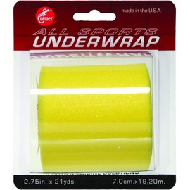 Cramer Tape Underwrap, Single Roll, Brite Yellow, Non-Latex Pre Wrap to Protect Skin from Irritation and Discomfort Caused by Athletic Tape, Tearable Sports Wrap, Non-Adhesive, 2.75" x 21 Yards