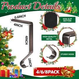 Palonu Christmas Stocking Holders Mantel Stcoking Hangers Metal Ornament Hooks Fireplace Hanger Grip for Christmas Party Decorations (4, Red Bronze)