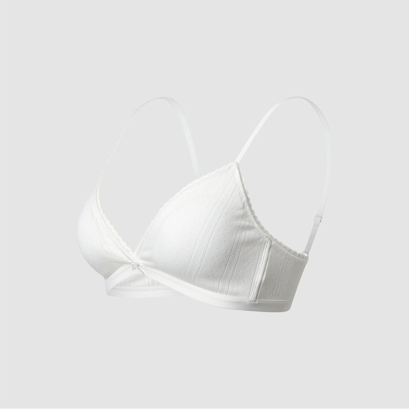 JAJU [JAJU] Women's Cotton Pointelle Bralette - White
