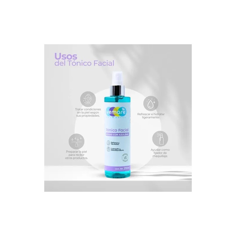 Tónico Facial De Rosas Y Azuleno Vemare Piel Sensible 250