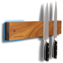 Magnetic Knife Holder for Wall 12", Knife Magnetic Strip No Drilling, Acacia Wood Magnetic Knife Holder for Refrigerator, Strong Knife Magnet&Knife Rack for Kitchen Utensil Organizer