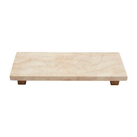 Mud Pie Large Travertine Footed Tray; 4" x 11"