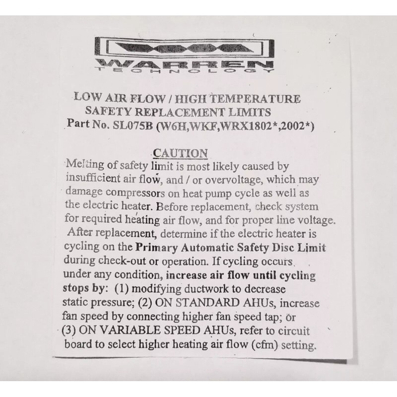 Warren 2 NEW WARREN TECHNOLOGIES FUSIBLE LINK SL075B