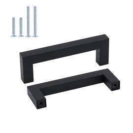 Goldenwarm LSJ12BK Furniture Square Stainless-Steel Handle for Kitchen Cabinet Drawers Black