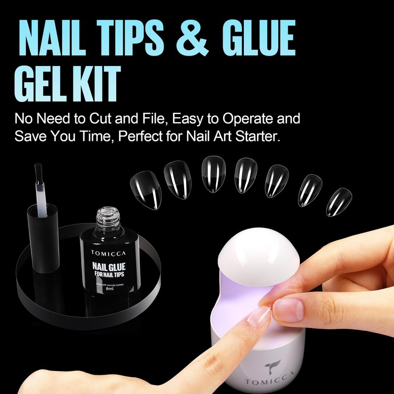 TOMICCA Artificial Nail Tips for Gel Nails, Gel Nails, Almond