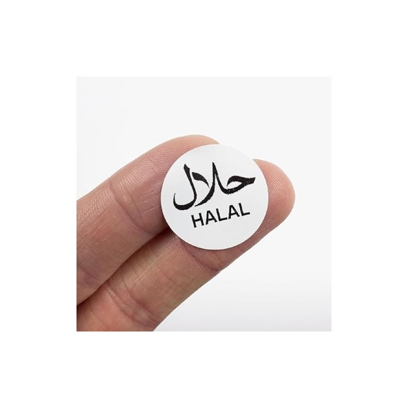 CAA Trading 50 x Small Halal Glossy Waterproof Catering Stickers