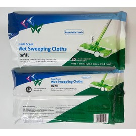 EVKLN 60 Count Disposable Wet Mopping Cloths Compatible for Swiffer Sweeper Refills Pads, 2 Sets of 30 pcs