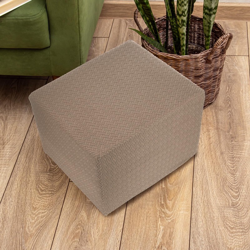 sourcing map Stretch Ottoman Cover Twill Square Ottoman Slipcover with