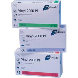 Meditrade Vinyl Gloves 2000 PF in Various Sizes m