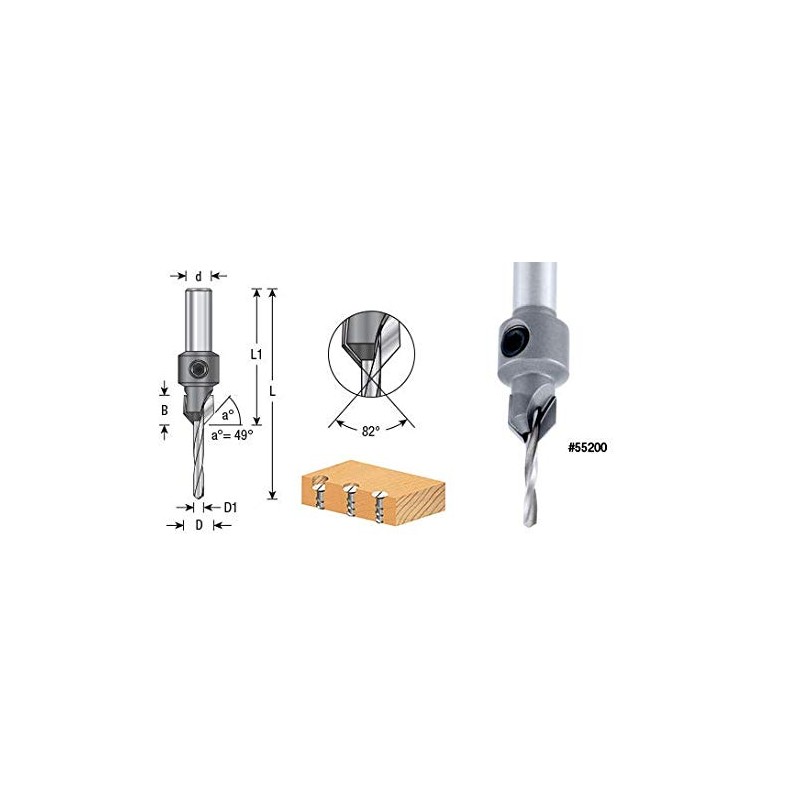 Amana Tool - 55202 Carbide Tipped 82° Countersink #6 Screw