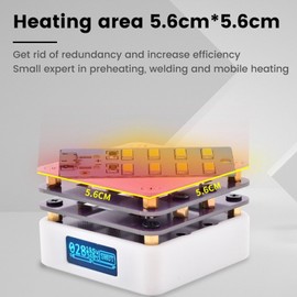 Mini Heating Plate Soldering, Small Heating Plates, Electric with OLED Display, PCB Heating, Preheating, Soldering, Preheating Station, SMD Welder Heating Plate for Repairs PD65W 20V