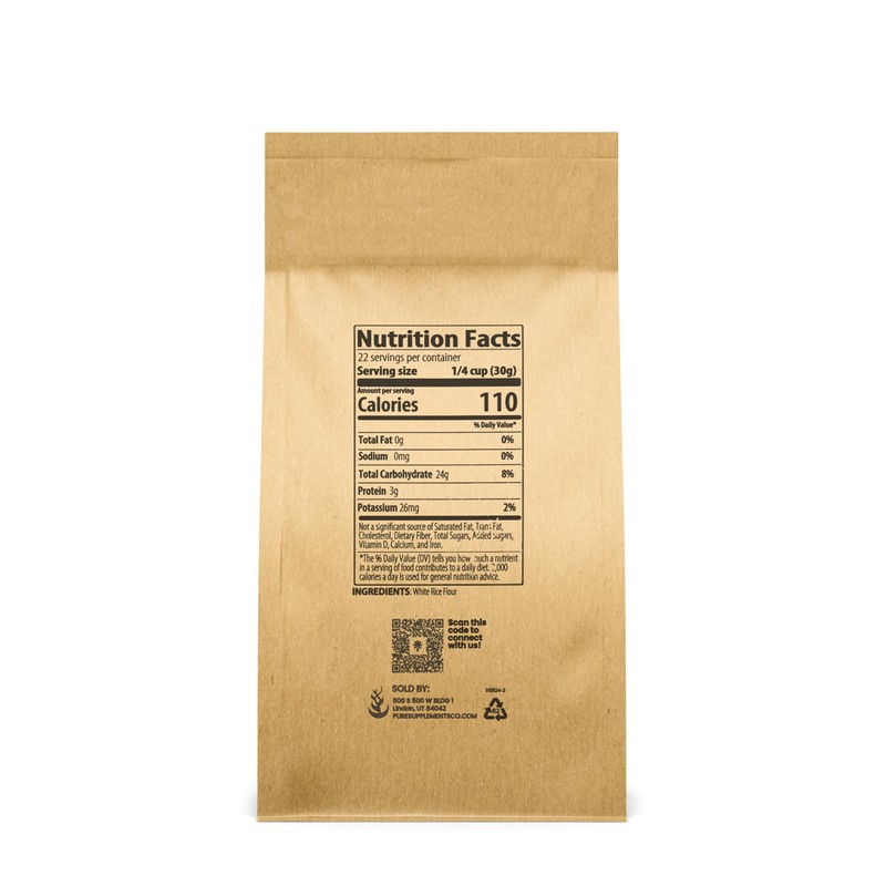 Pure Original Ingredients White Rice Flour (1.5 lb) Unbleached &