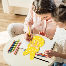 Large Size 12" Wooden Easter Ornaments to Paint, Wooden Rabbit DIY Blank Unfinished Round Discs Ornament Happy Easter Bunny Door Sign Easter Door Hanging Sign Plaque Crafts Hanging Decorations