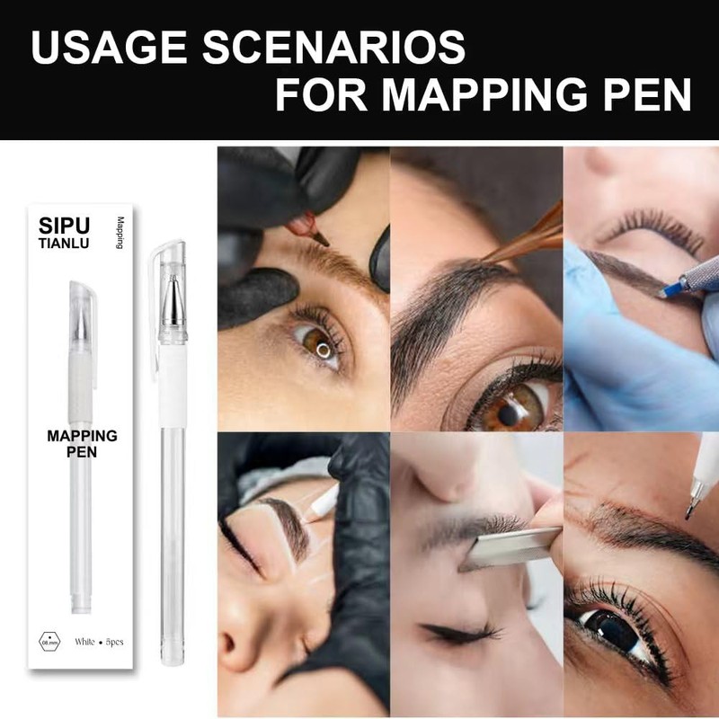 5PCS microblading eyebrow white mapping pen, eyebrow Outline Tattoo skin